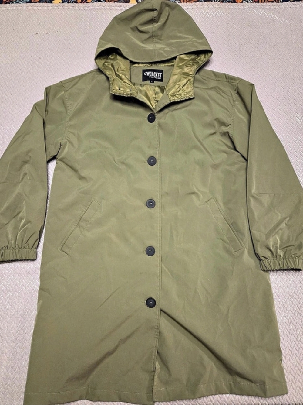 WJacket Hooded Rain Green Large